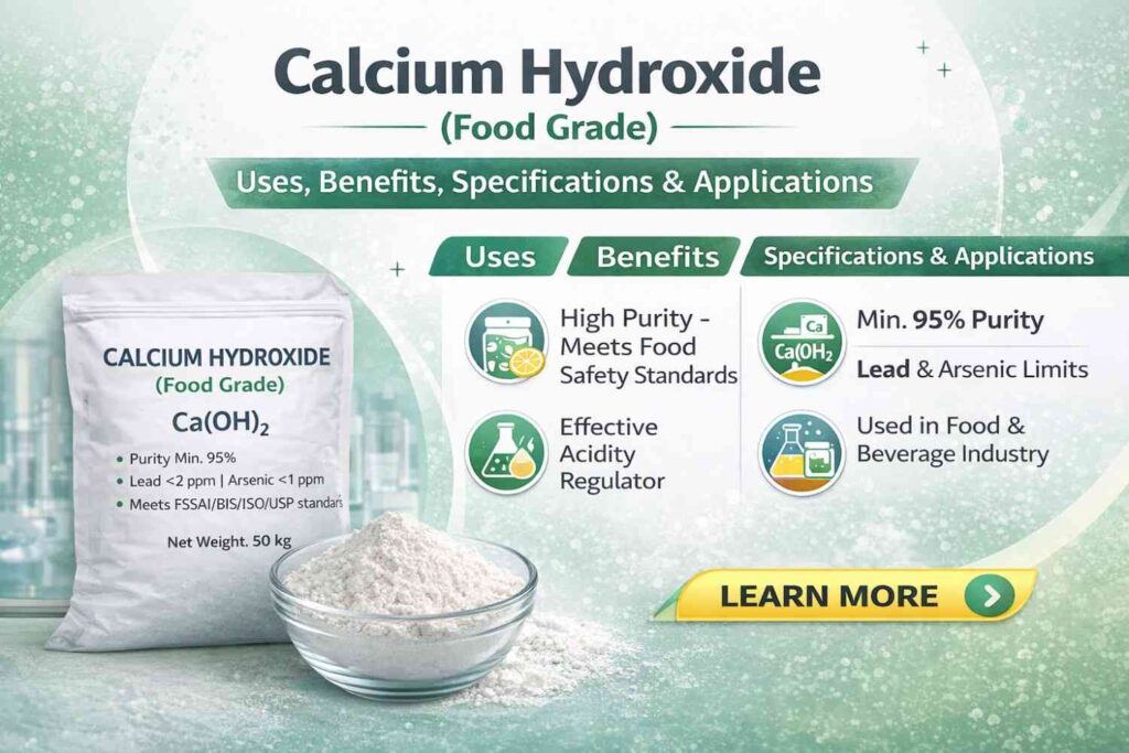 Calcium Hydroxide (Food Grade) – Uses, Benefits, Specifications & Applications